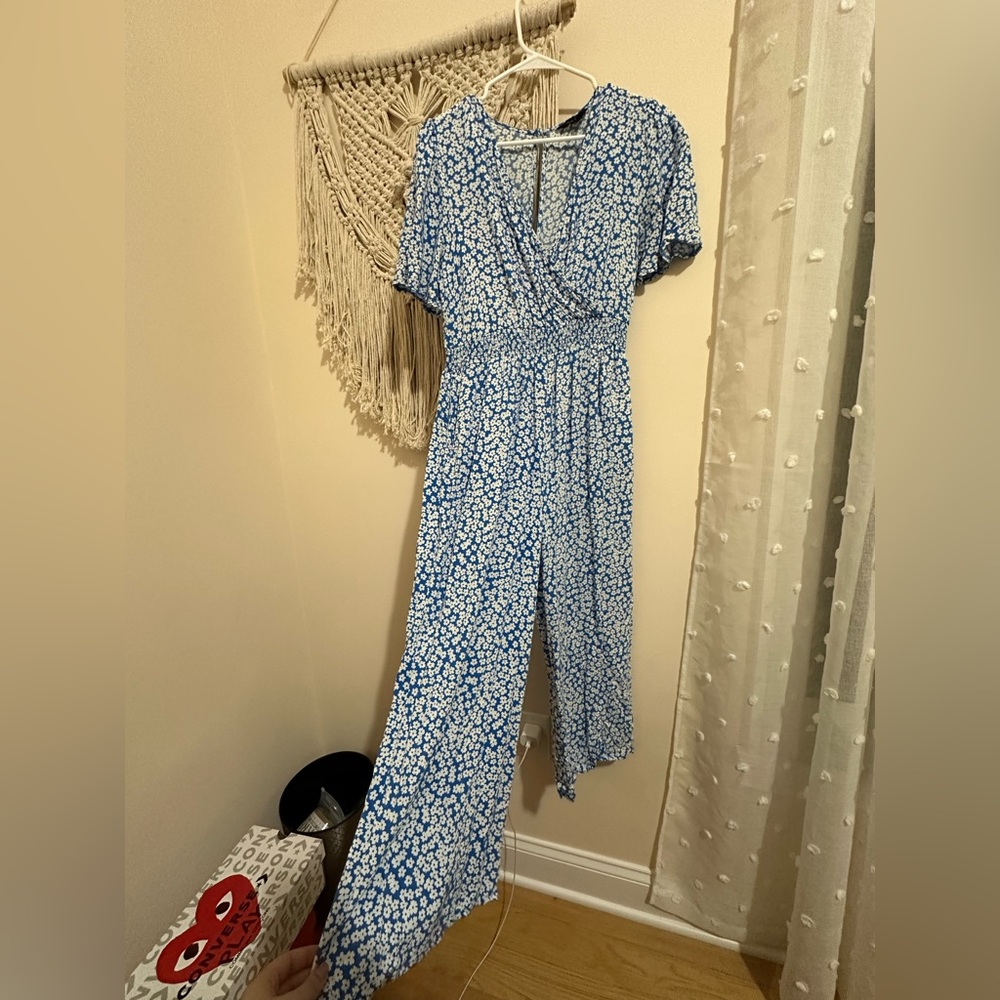 Blue floral jumpsuit